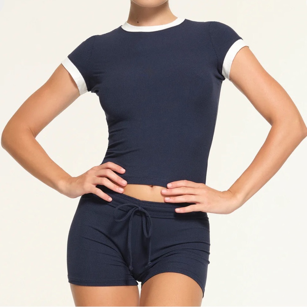 SKIMS Soft Lounge Ringer Tee XL Navy